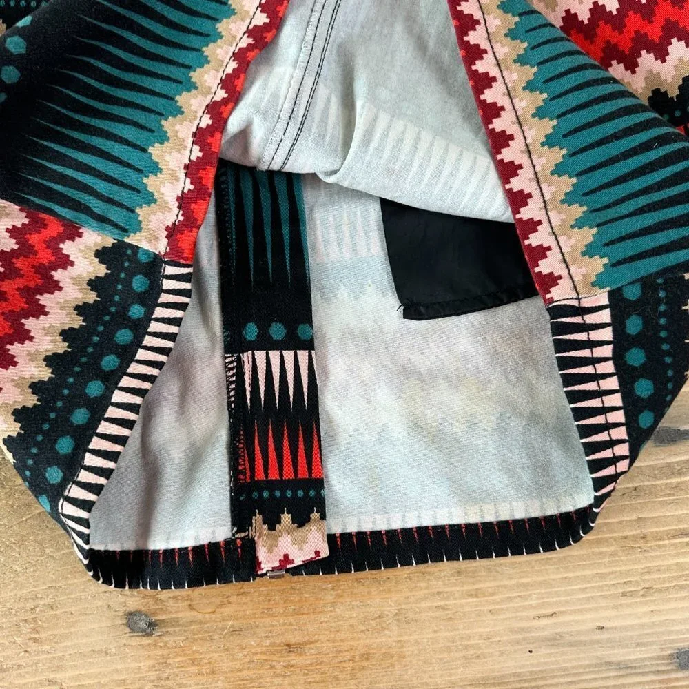 Divided Southwestern Mini Skirt‎ Red Blue Black Size 6